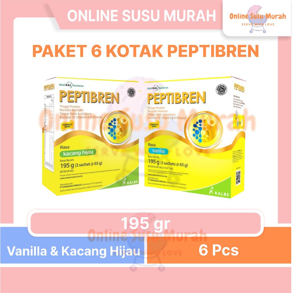 

PEPTIBREN PAKET 6 KOTAK VANILLA KACANG HIJAU 195 GR SUSU DEWASA 195GR SSKD