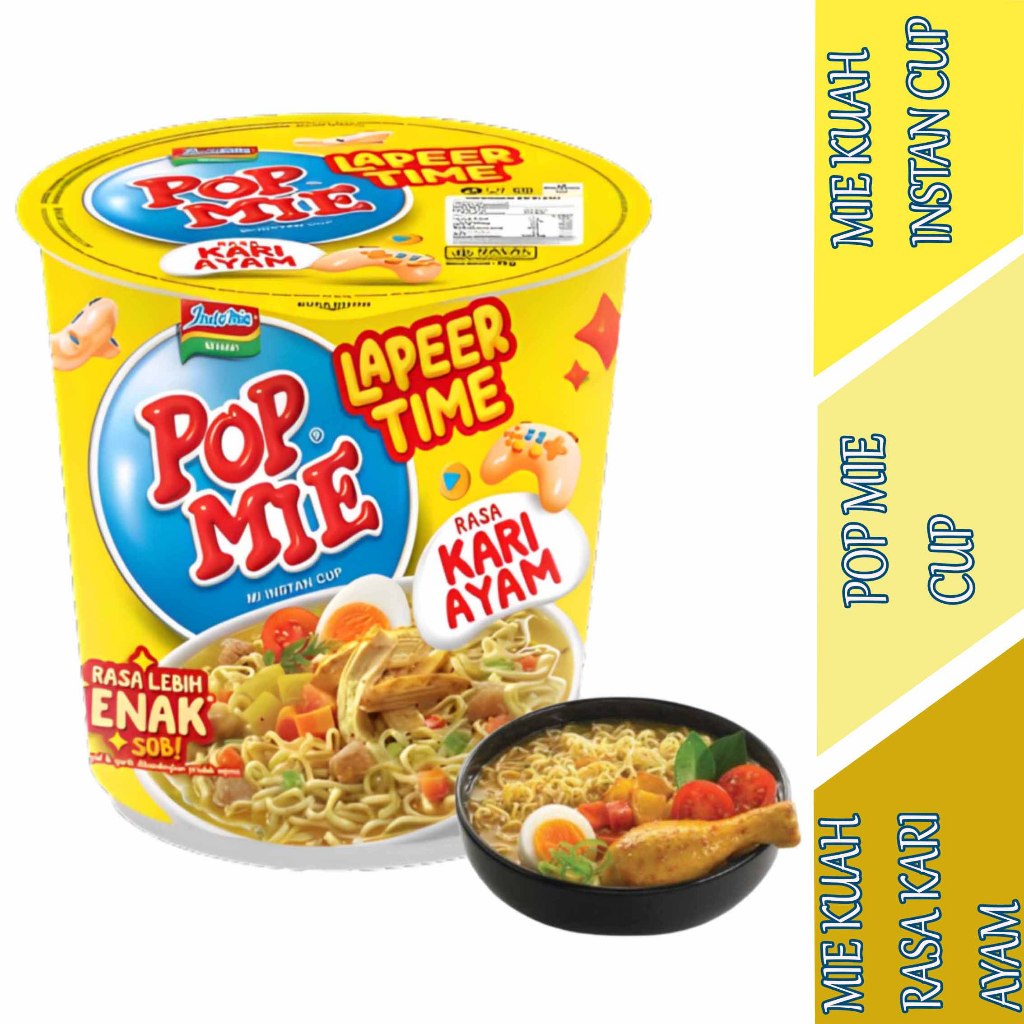 

Mie Kuah Rasa Kari Ayam - Pop Mie - Mie Kuah Instan Cup - 75gr