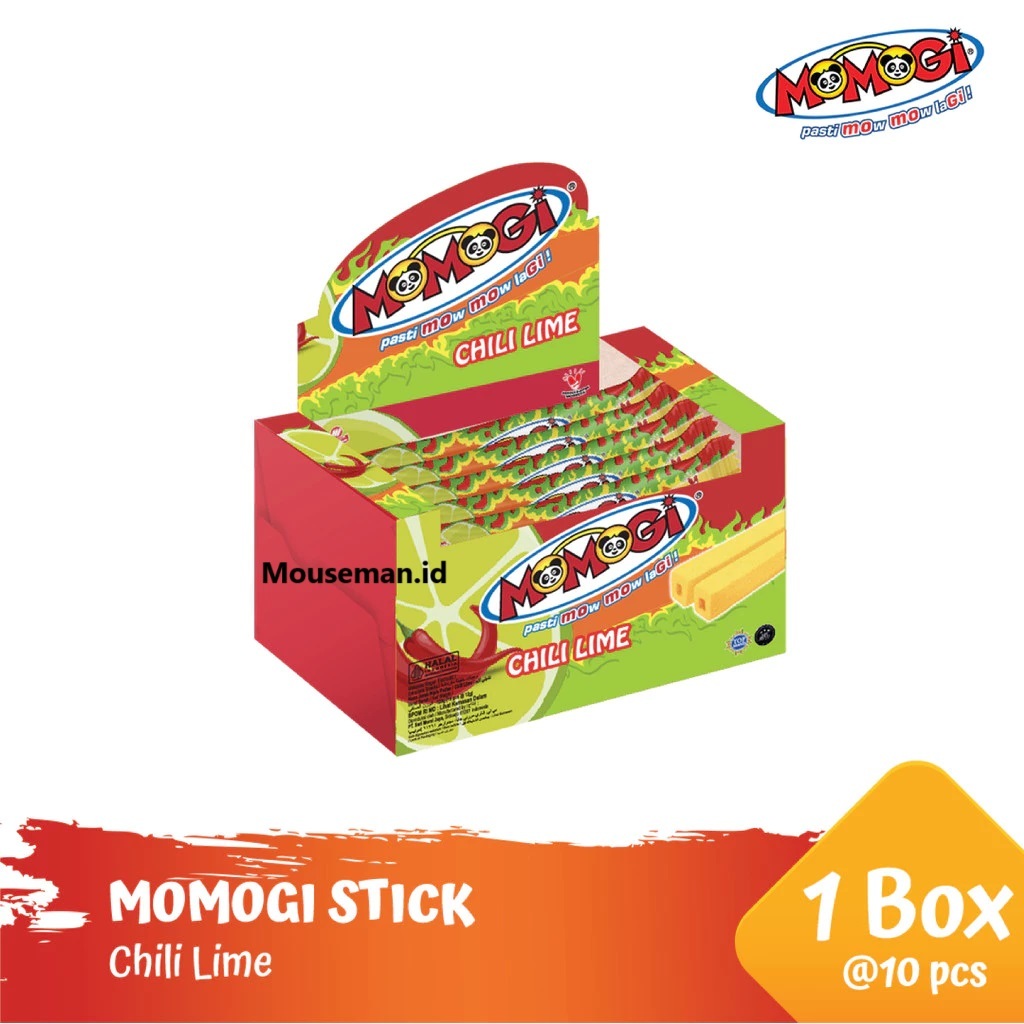 

MOMOGI Stick Makanan Ringan Ekstrudat - Netto 10 pcs x 12 gr Rasa Chili Lime 1 Dus