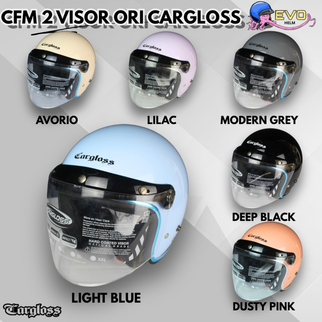 CARGLOSS CFM 2 RETRO LIST CHROME VISOR CARGLOSS ORIGINAL PRIA & WANITA, CARGLOSS HELMET OFFICIAL
