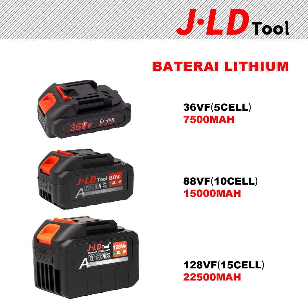 JLD Baterai / Charger charger 12V/36VF/88VF/128VF/188VF Li-Ion Baterai Bor Universal By JLD