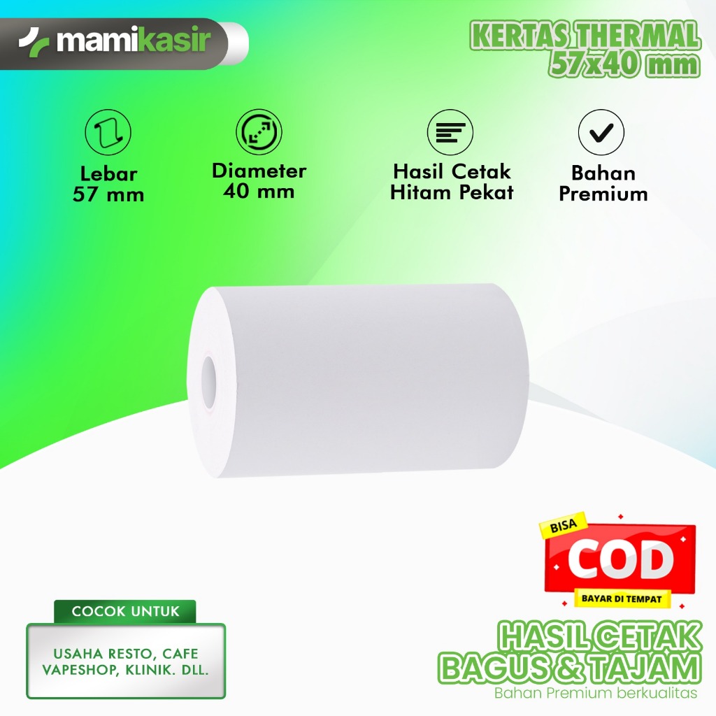 

MAMI KASIR Kertas Thermal Struk 57X40 mm