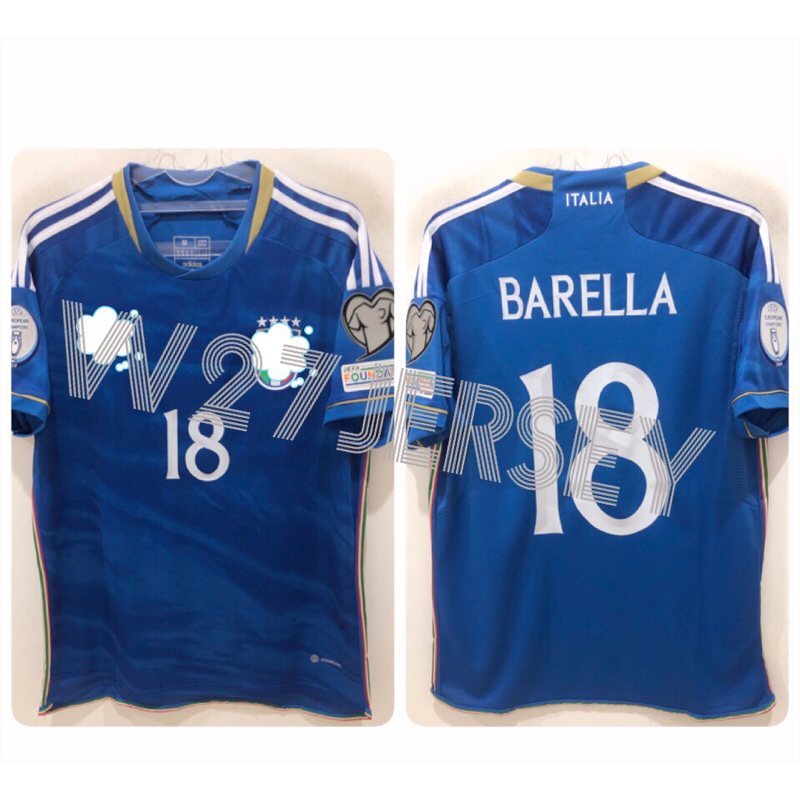 JERSEY ITALY HOME, AWAY 2023 name player Barella + Patch