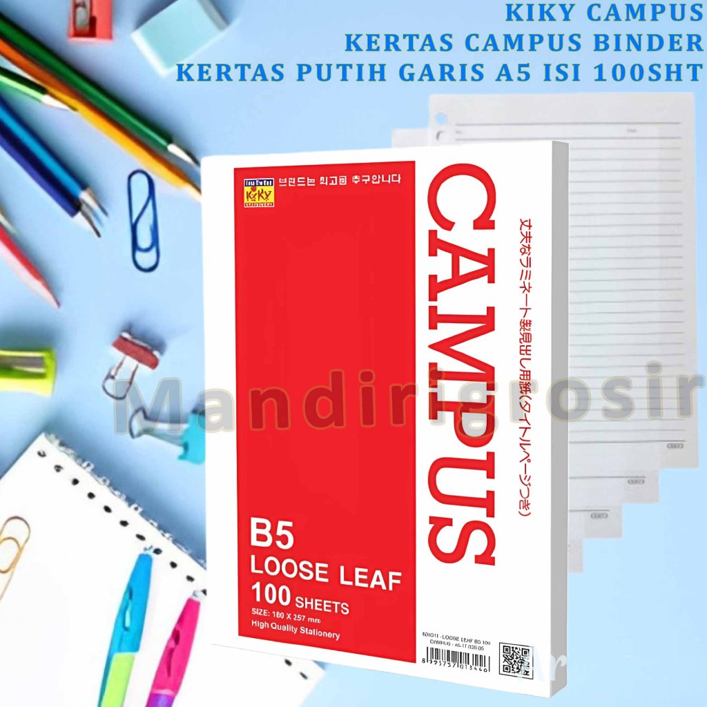 

Kertas Isian Binder * Kiky Campus * Campus Loose Leaf A5 * Isi 100 Sheets