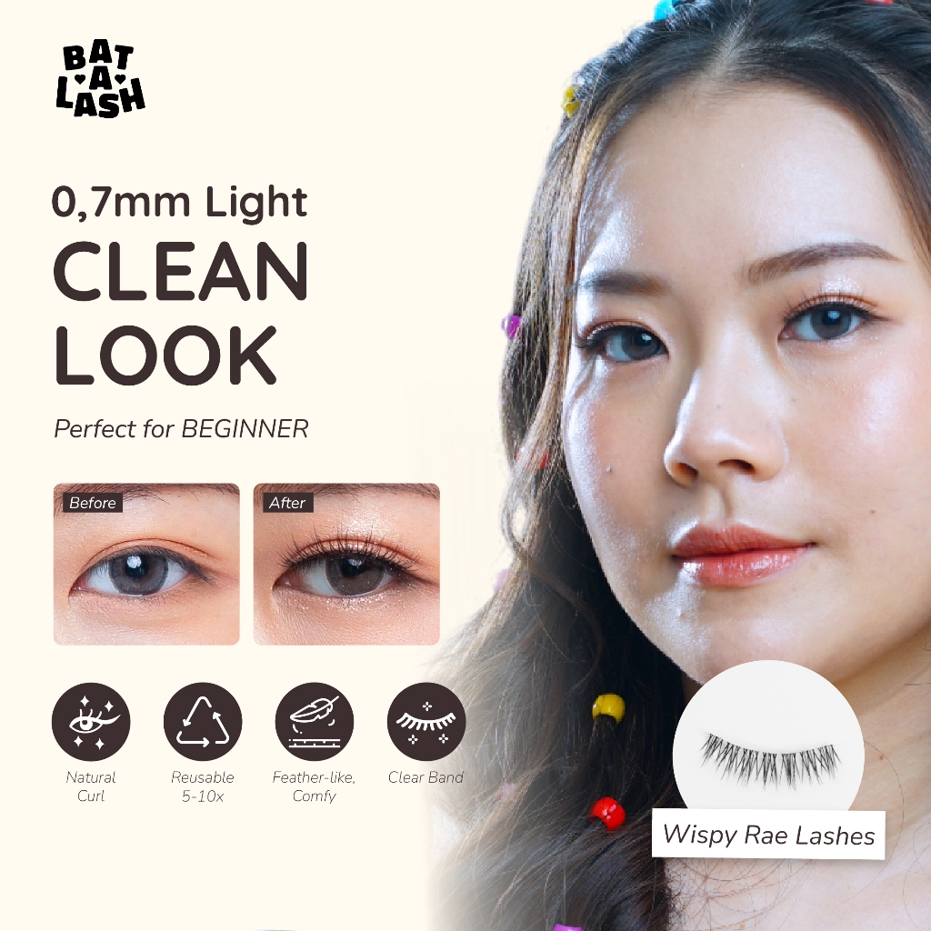 Bulu Mata Natural Transparan 0.07mm Ringan / Clear Band | eyelash Extension |  WISPY RAE Bat-a-Lash