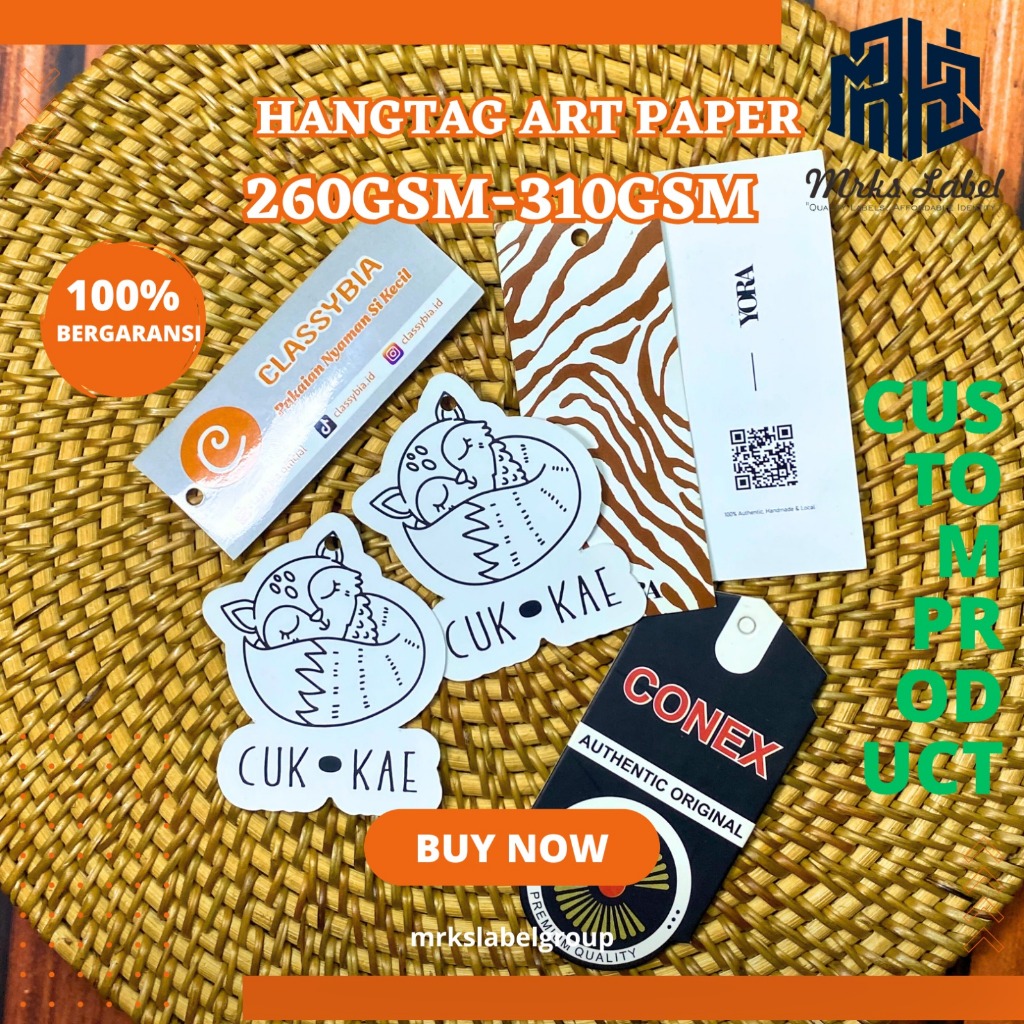 

(6.000pcs) custom hangtag / gantungan kertas merek / tag tebal ivory / hang tag distro