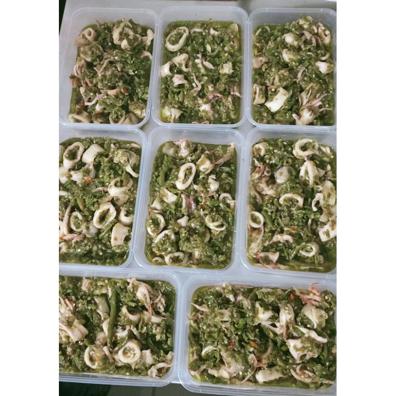 

Cumi sambal hijau Frozen,300gr±,bukan cumi asin,cumi segar