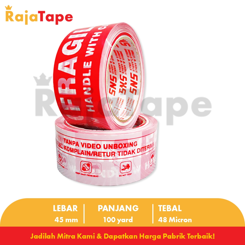 

Lakban Unboxing Fragile 100 Yard x 45 Mm x 48 Mic Sticky N Strong (SNS)