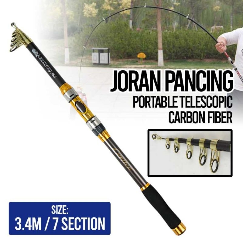 Yuelong Joran Telescopic Carbon fiber kuat panjang 210 / 270 / 300 / 360cm