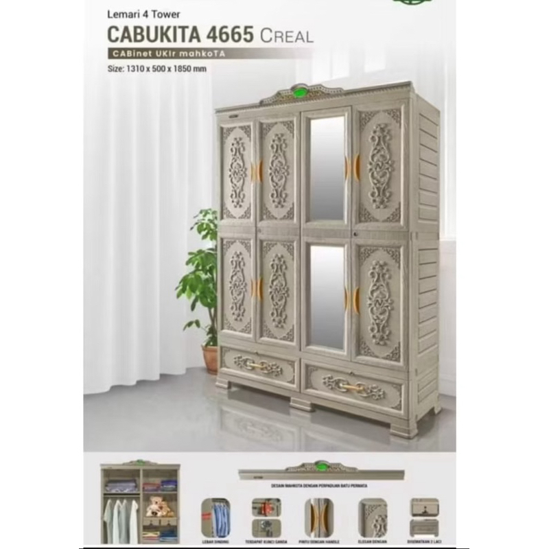 Lemari Pakaian Plastik Fiber Napolly 4 Pintu Free Ongkir Medan
