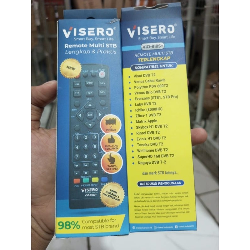 remote stb universal visero / remot set top box multi tanpa setting untuk merk luby , Evercoss , adv