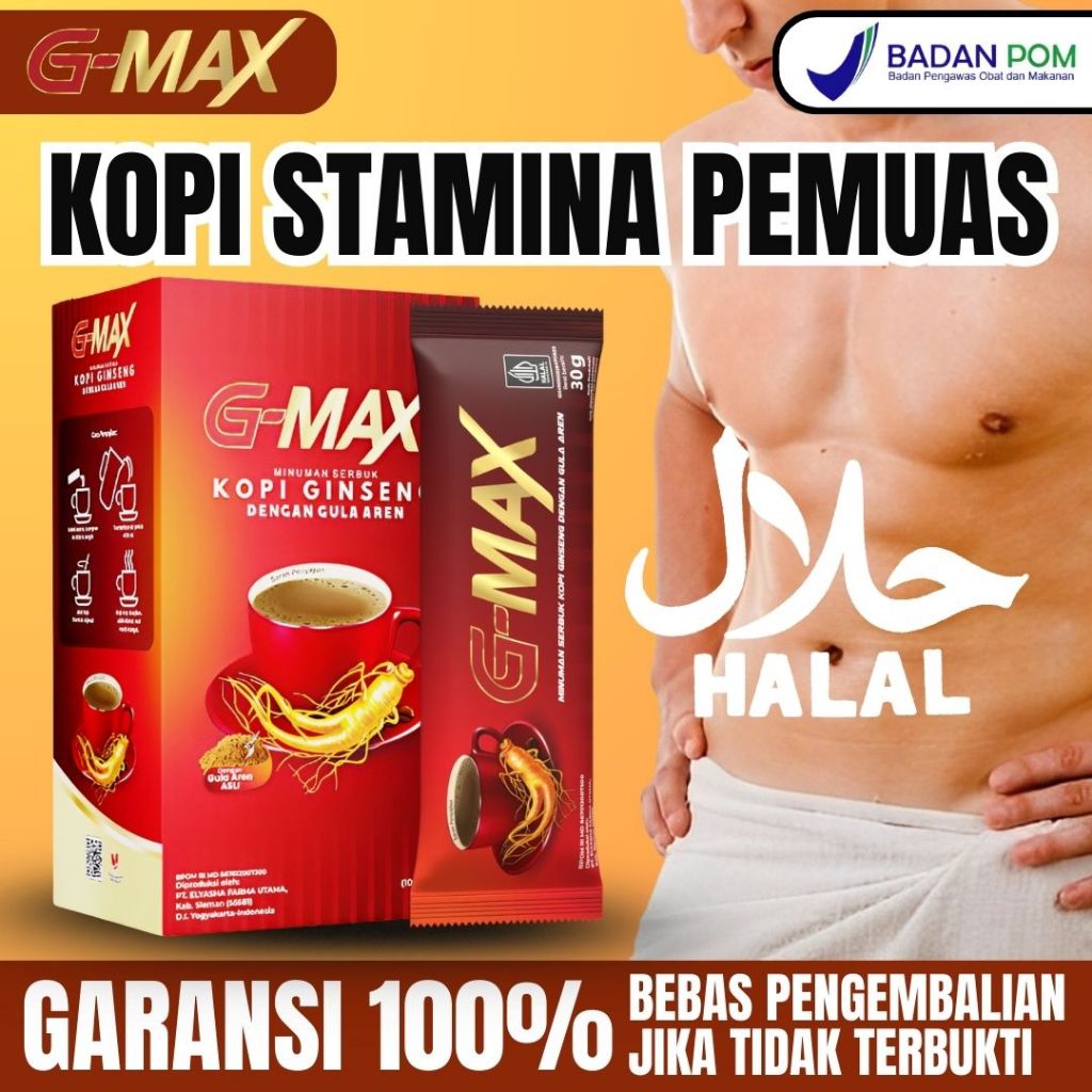 

G max_Kopi Stamina Tahan Lebih Lama - G-MAX Kopi Ginseng Dengan Gula Aren Gmax 1 box(10 sachet) Original