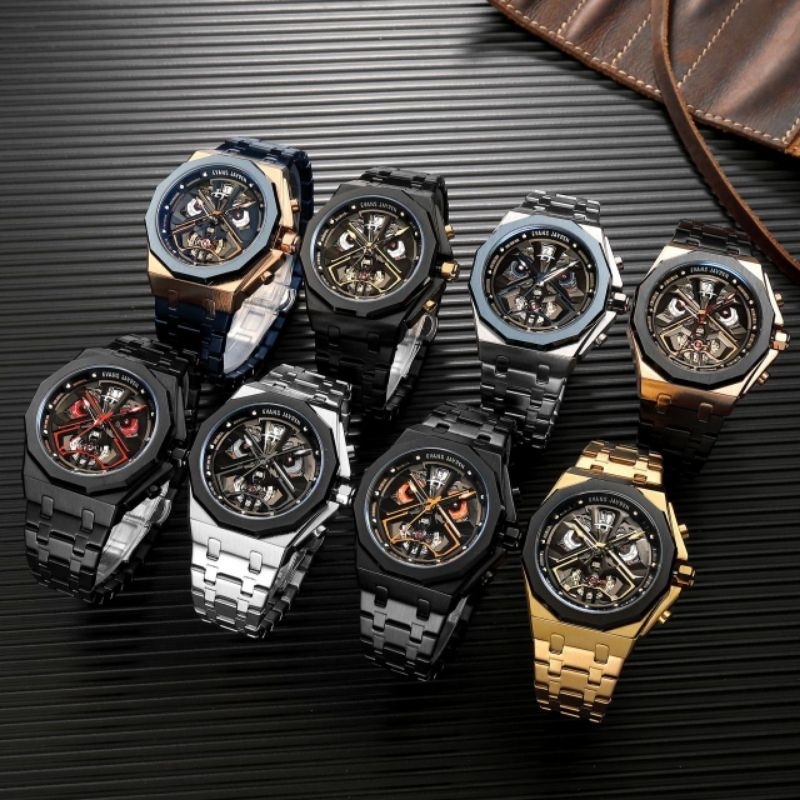 JAM TANGAN PRIA EVANS JAYDEN ORIGINAL 9545 D4,7CM TALI RANTAI