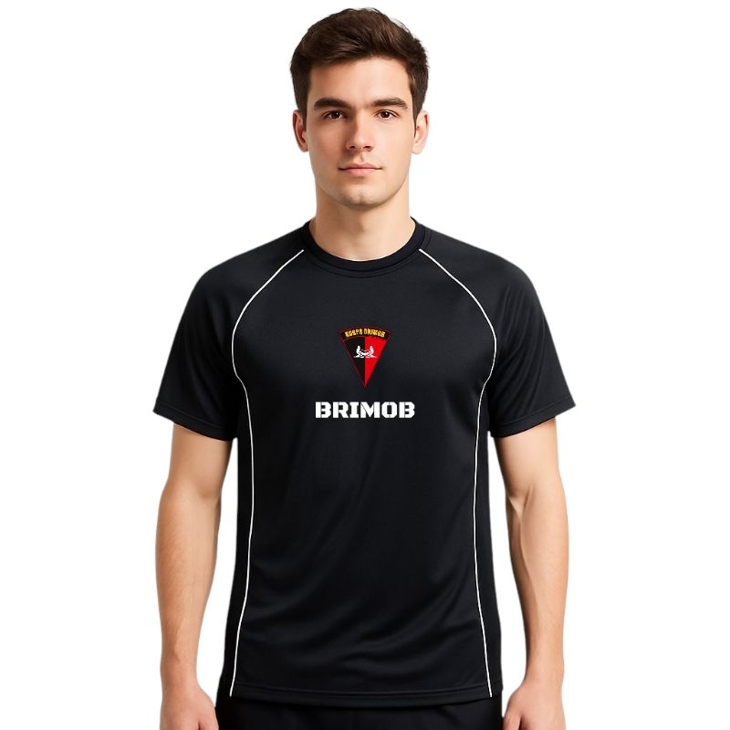 Kaos BRIMOB Hitam Lengan Pendek/Setelan Kaos Olahraga BRIMOB/Kaos Pria BRIMOB Terbaru