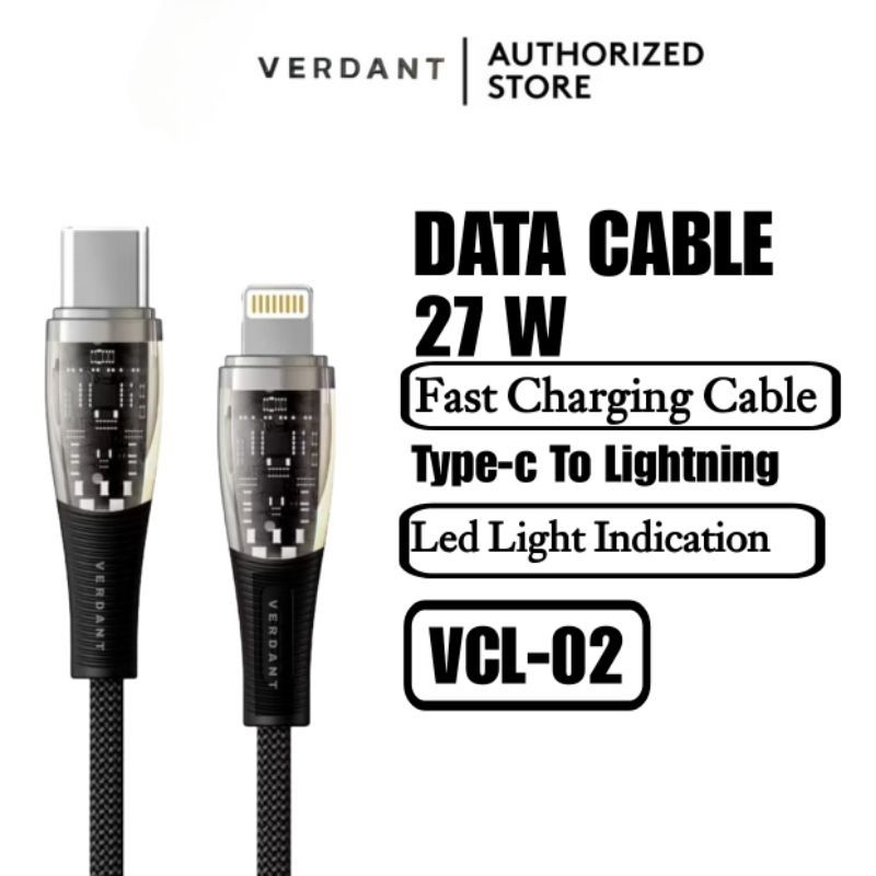 Verdant VCL-03 Kabel Data C To Lightning 27W Super Fast Charger PD 3.0 100 Cm