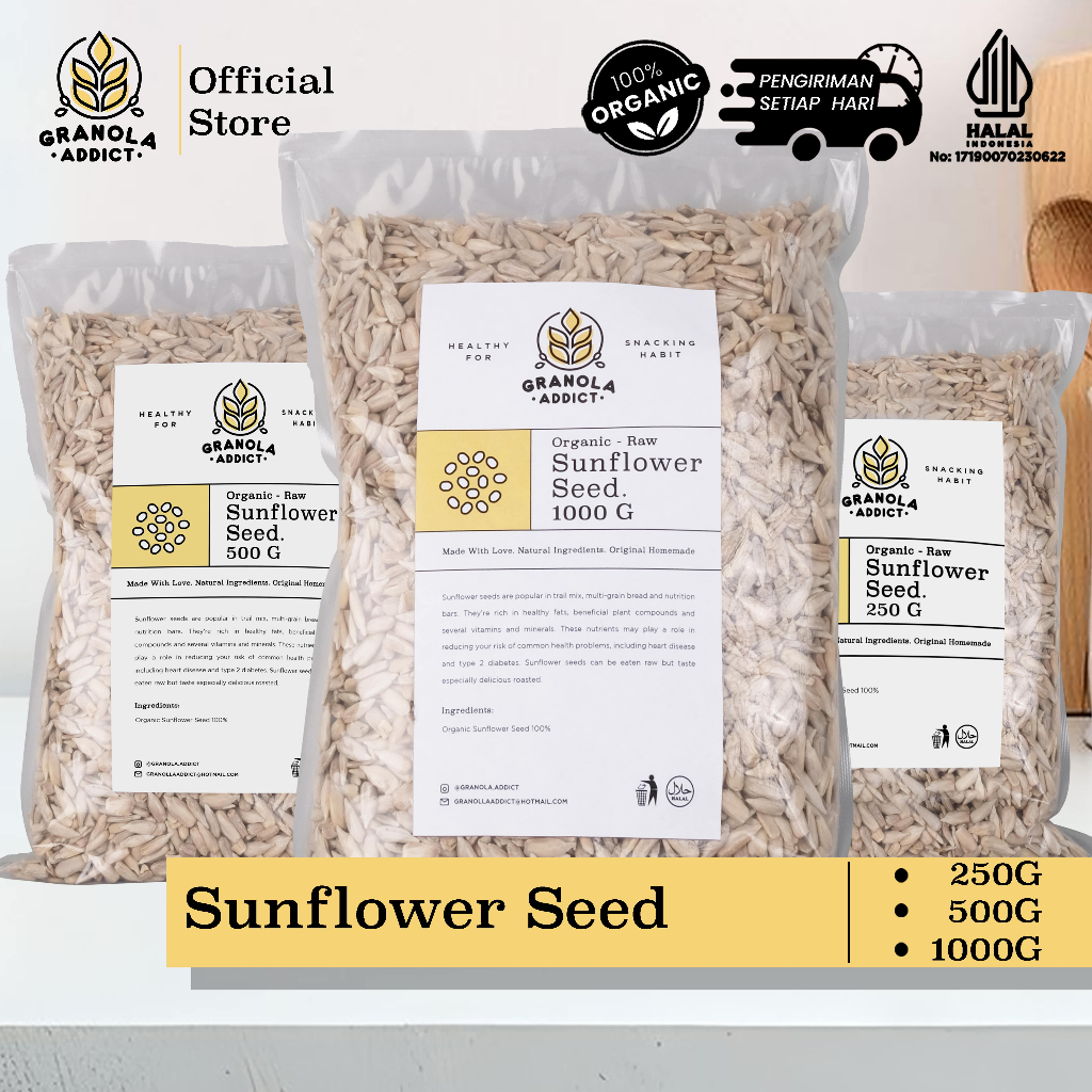 

Granola Addict - Sunflower Seed / Kuaci Kupas 250G, 500G, 1000G (Raw / Mentah)