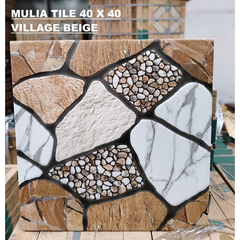 Keramik Lantai Kasar Mulia Tile Village Series Ukuran 4040