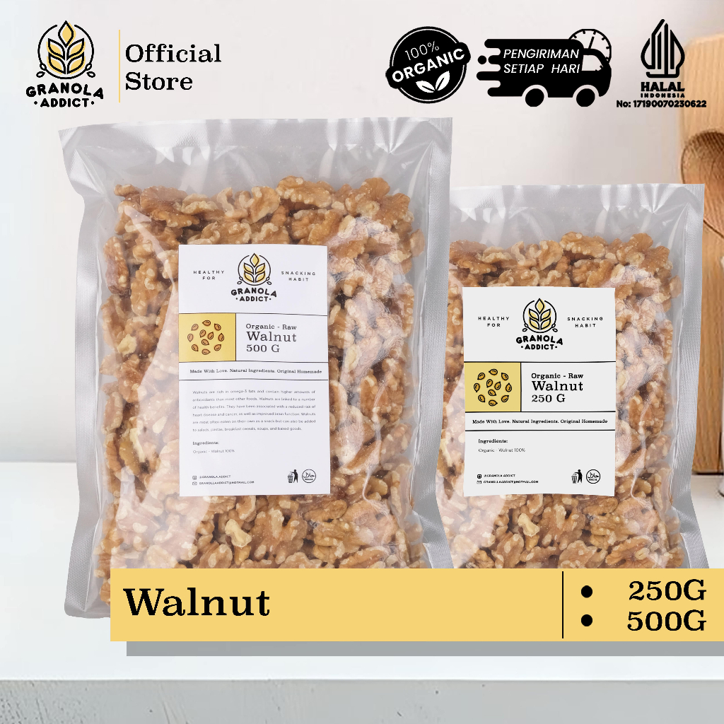 

Granola Addict - Raw Walnut / Kacang Walnut Mentah 250G, 500G, 1000G