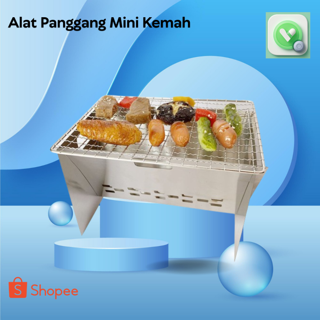 Alat Panggangan BBQ Grill Pan Mini Korean Praktis  Anti Lengket Serbaguna Kemah Kemping Set Kompor