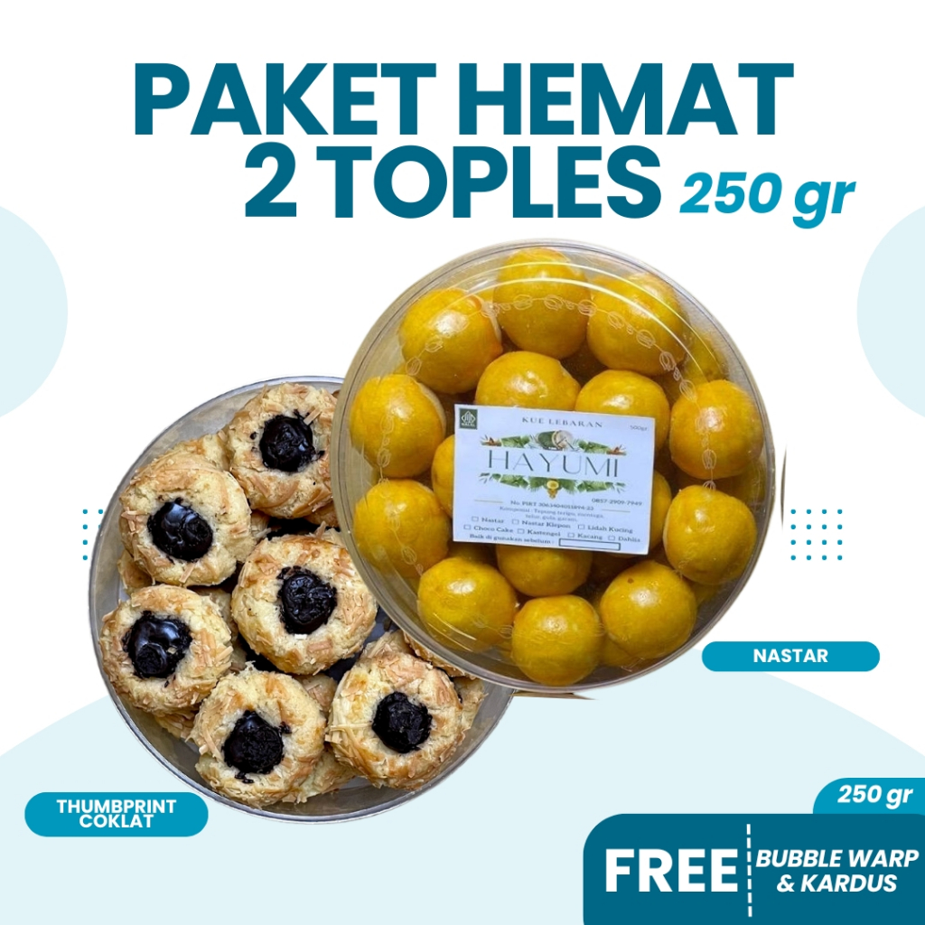 

Kue Kering Thumbrint Coklat Mix 2 Toples Ukuran 250 Gram Homemade Produksi Rumahan Tanpa Pengawet