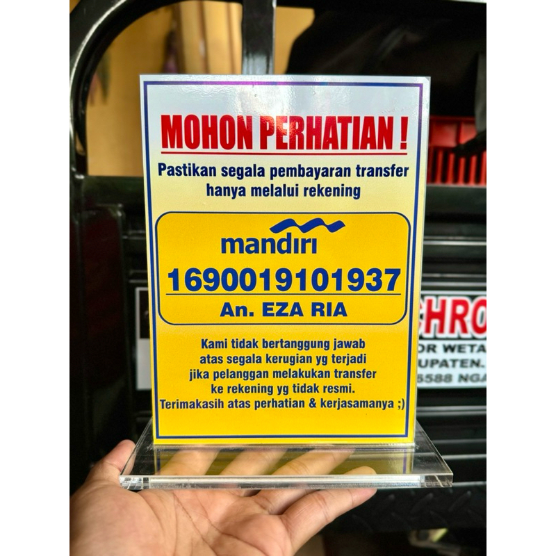 

PAPAN MEJA AKRILIK AGEN MANDIRI UKURAN 15x20cm BISA CUSTOM REQUEST