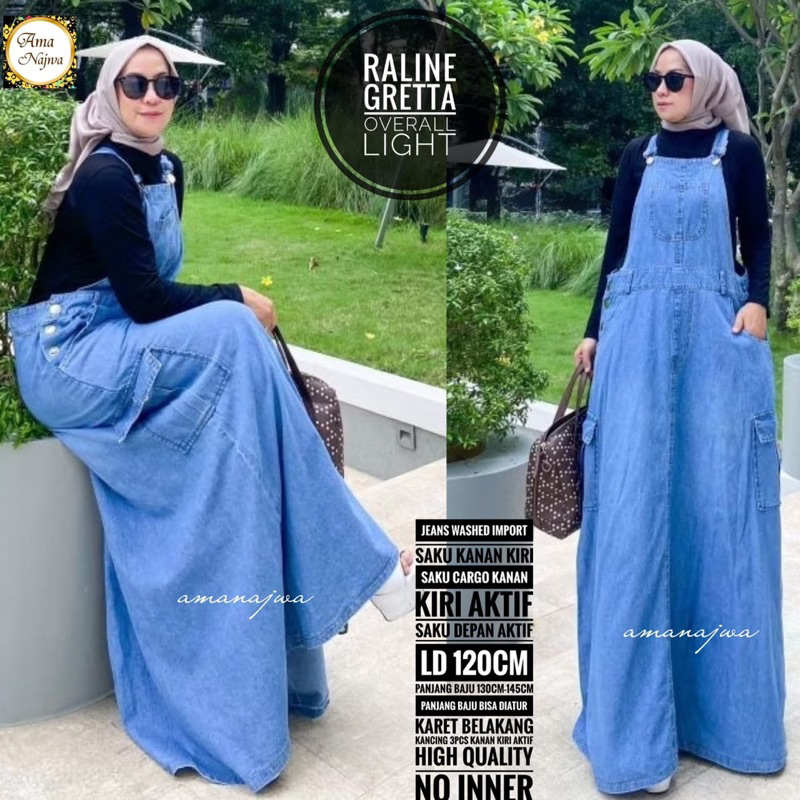 OVERALL JEANS JINS OUTER WANITA DEWASA SIZE JUMBO || OVERALL WANITA OUTER JUMBO BAHAN JEANS JINS DEN