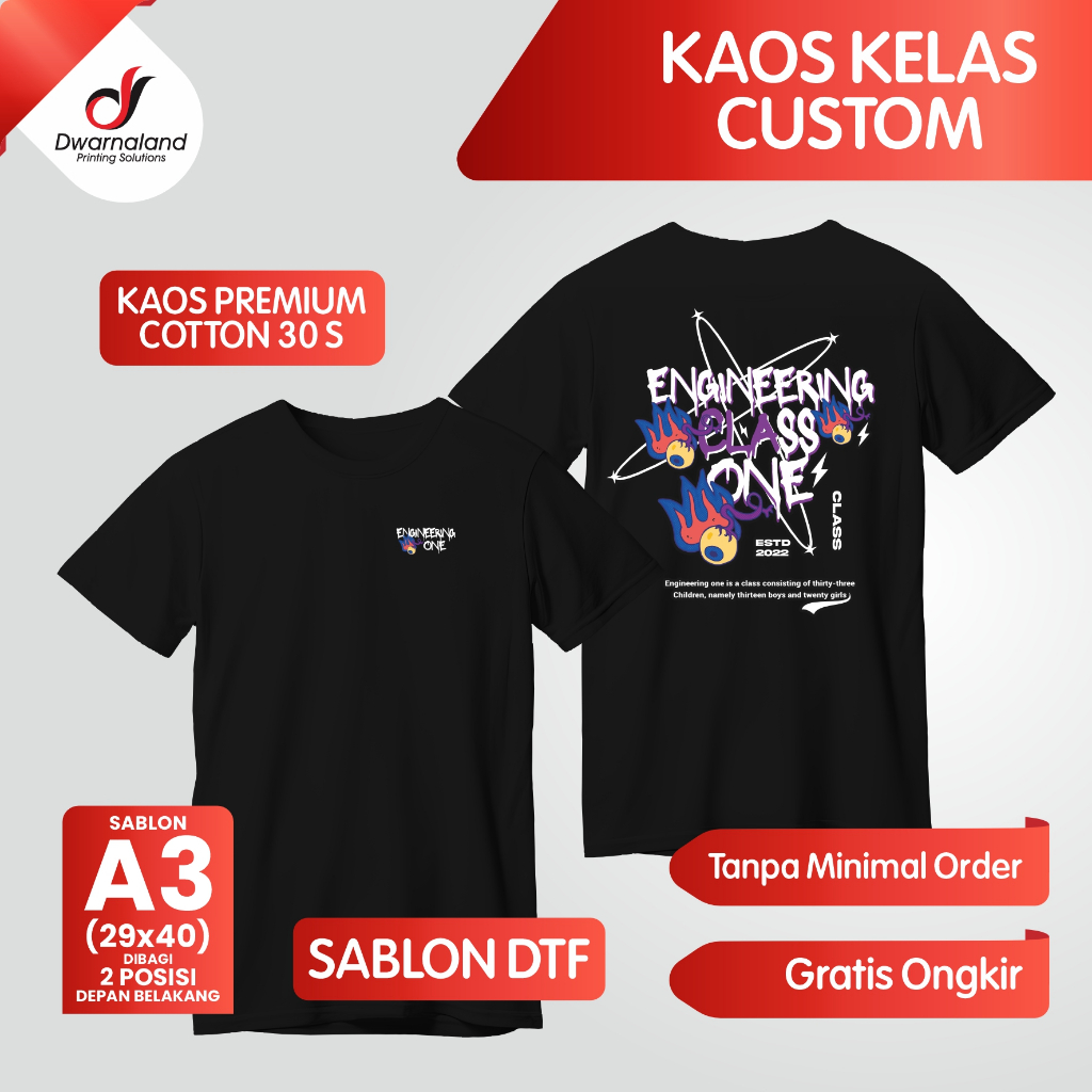 KAOS KELAS CUSTOM, KAOS KELAS KEKINIAN, KAOS KOMUNITAS, KAOS KEREN