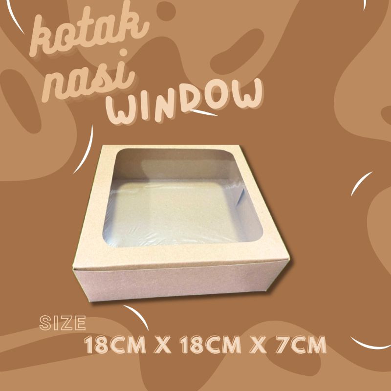 DUS KOTAK BOX WINDOW CRAFT POLOS UK. 18X18X7CM -KOTAK NASI WINDOW