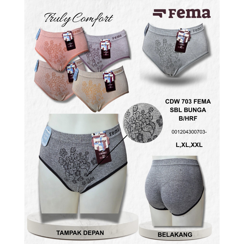 FEMA Official Shop 3 pcs Kode 703 Celana Dalam Wanita Rajut Jumbo Size L,XL,XXL CD Fema Rajut Besar