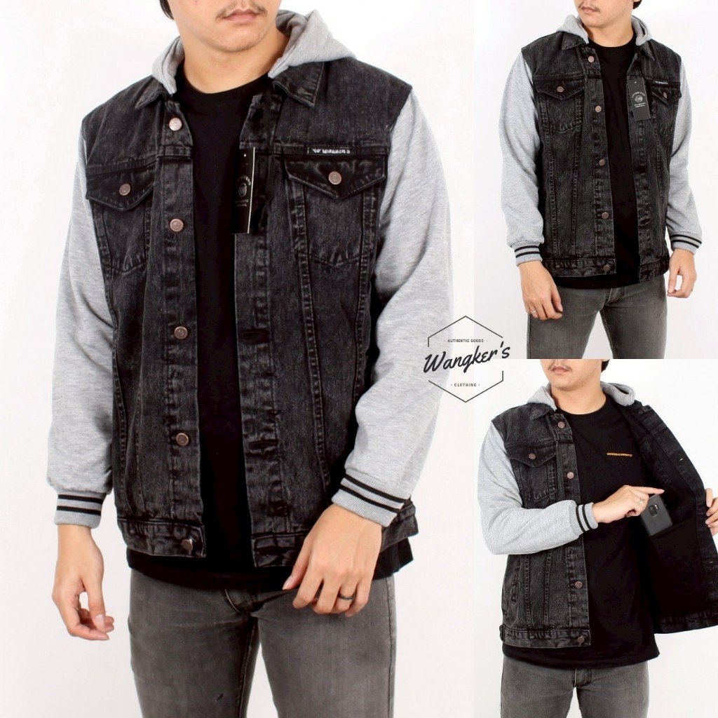 Wangkers Jaket Boy Anak Jalanan Sanwash Jaket Denim Hoodie Premium