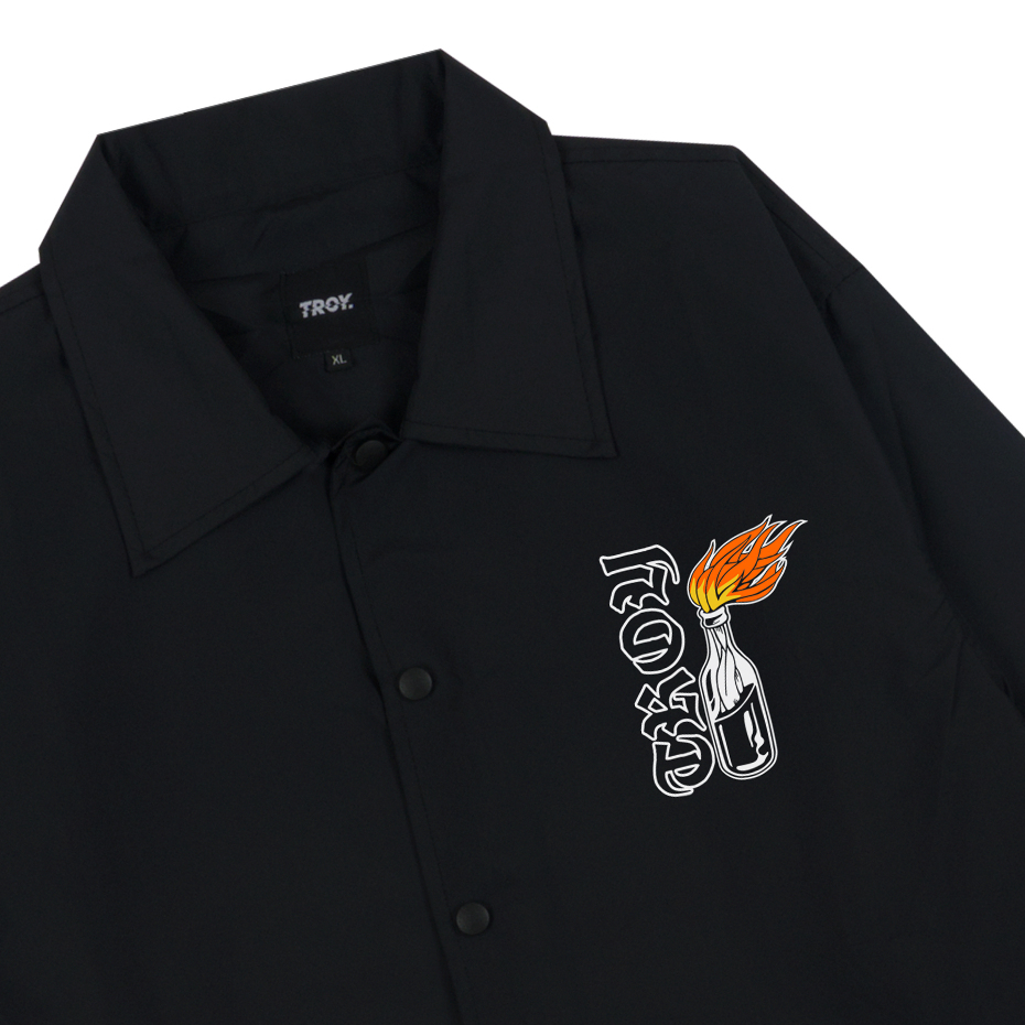 Troy Company Coach Jacket Fire Bottle Black - Jaket Windbreaker Hitam WN 3122