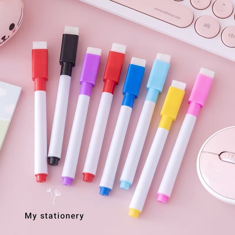 

⭐MY STATIONERY⭐ Spidol Mini Magnet Papan Tulis White Board Dengan Penghapus / Sepidol Warna Warni Wipe And Clean Kecil S001