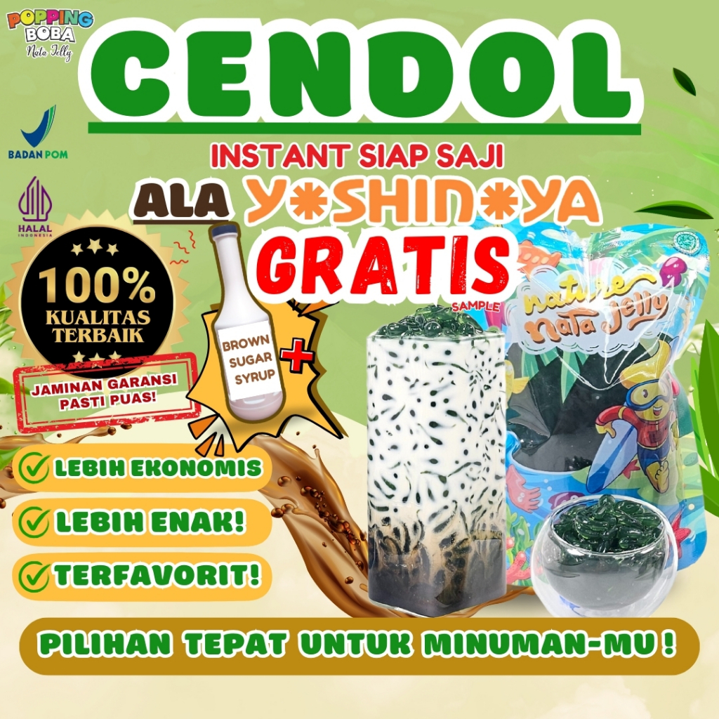 

[Pre-Order] Jelly Cendol Dawet Kecebong Hijau 500 Gram | Instan Siap Saji | Tanpa Perlu Dimasak | Untuk Topping Minuman | Popping Boba Nata Jelly