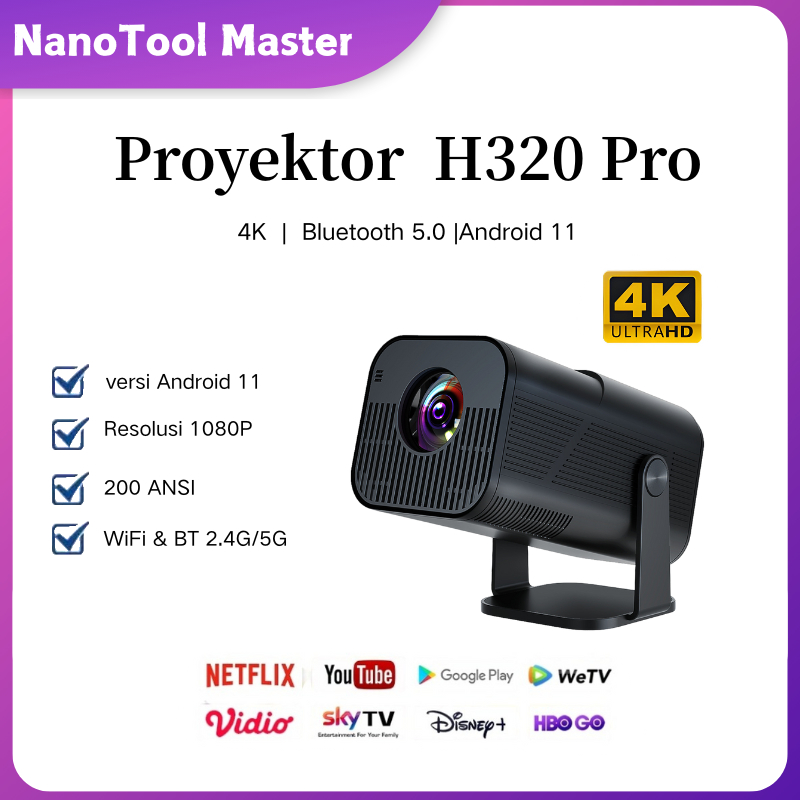 [COD] HY320 Pro   AMX500 Proyektor Android 11.0 Bluetooth5.0  Proyektor 200 ANSI Lumens  Portabel Mi