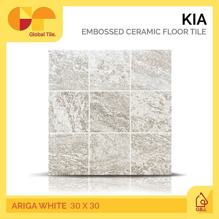 KERAMIK KIA 30 X 30 ARIGA WHITE / KERAMIK LANTAI HIAS KASAR EMBOSSED TIMBUL / KERAMIK TERAS KAMAR MA