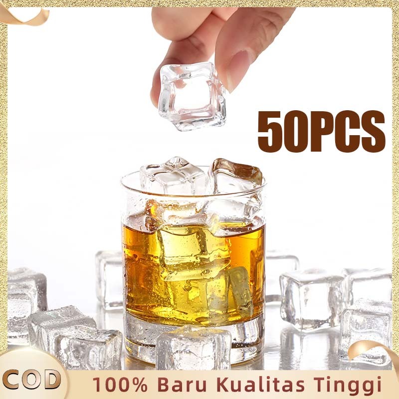 Fake Ice Cube Es Batu Palsu Akrilik Food Es Batu Palsu Fake 50pcs