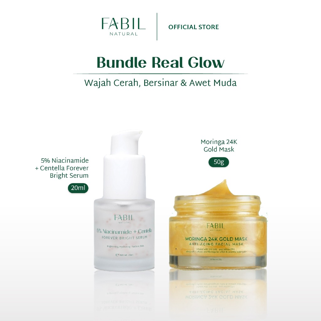 [2 pcs] Fabil Bundle Forever Bright and Young Serum + 24K Gold Mask - Paket Skincare Bikin Wajah Cer
