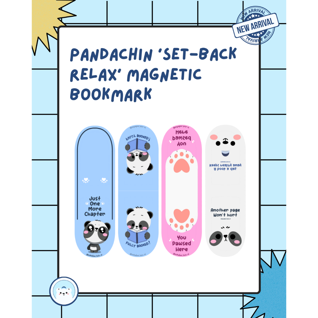 

Pandachin 'Sit-back, Relax' Magnetic Bookmark / Pembatas Buku Magnetik Lucu Kecil 2 cm