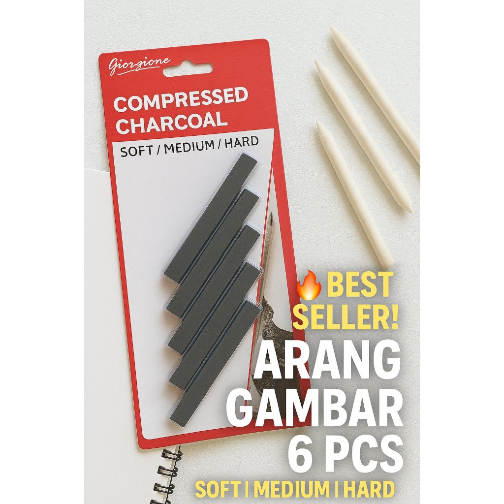 

Giorgione Artist Charcoal Set – Arang Kompres 6 Pcs untuk Menggambar