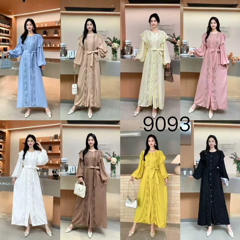 9093 Dress Gamis Guangzhou Wanita Import Cantik