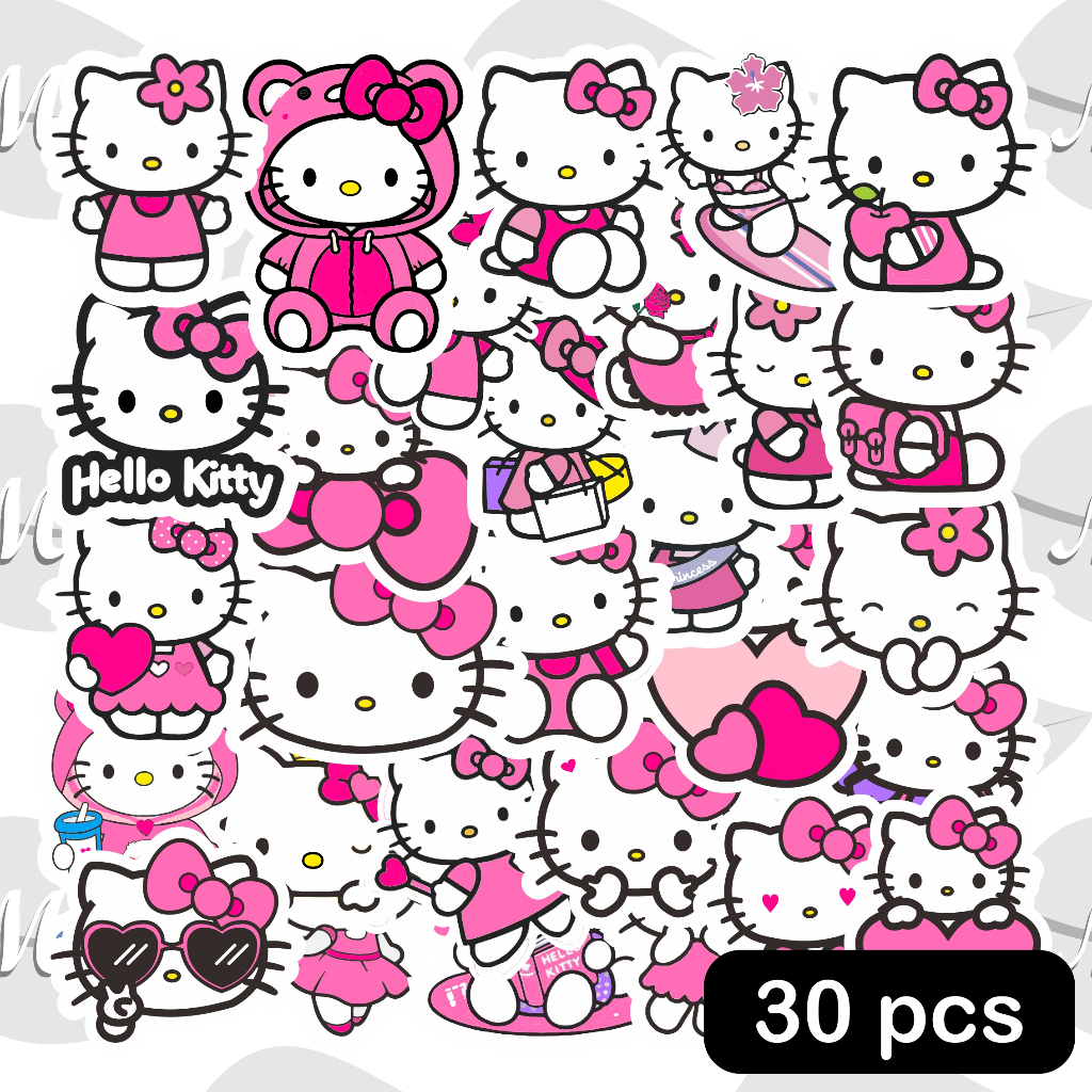 

(30 pcs) Stiker Hello kitty pink | waterproof tahan air sticker helo kitti kiti kity