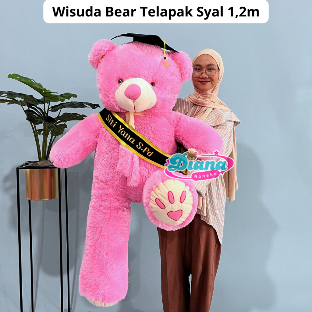 Boneka Wisuda Jumbo Tedy Bear Syal Telapak 1,2 meter