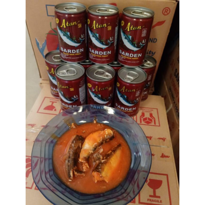 

Paket 1 dus 50 PCS Sarden Atan Rasa Saus Tomat Makanan Kaleng Sarden 155 gr