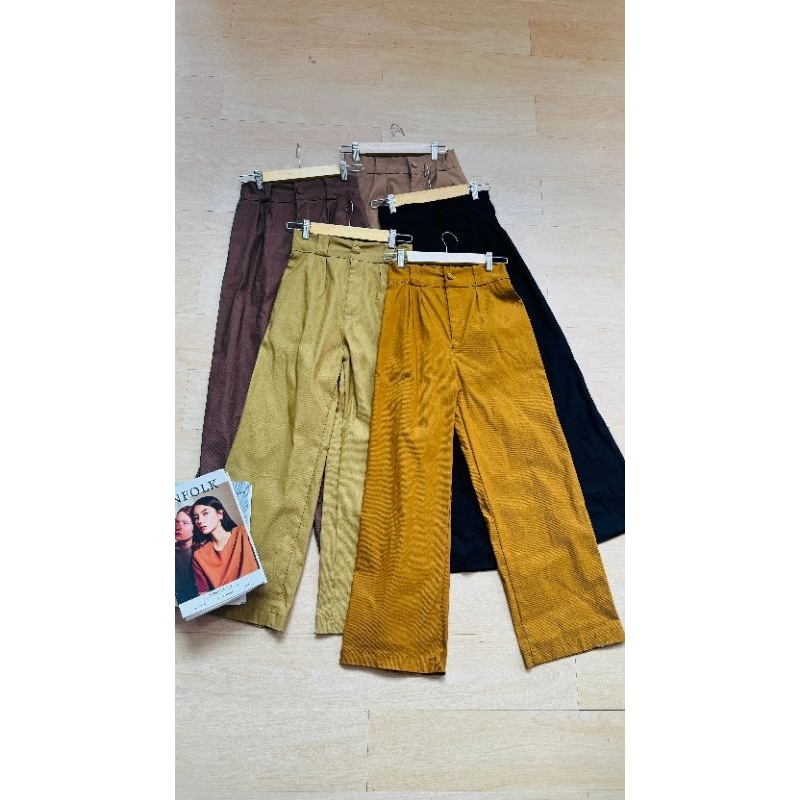 Celana Kulot Chinos Kode Kancing | Celana Polos Wanita Strech | Celana Chinos Katun Strech Wanita