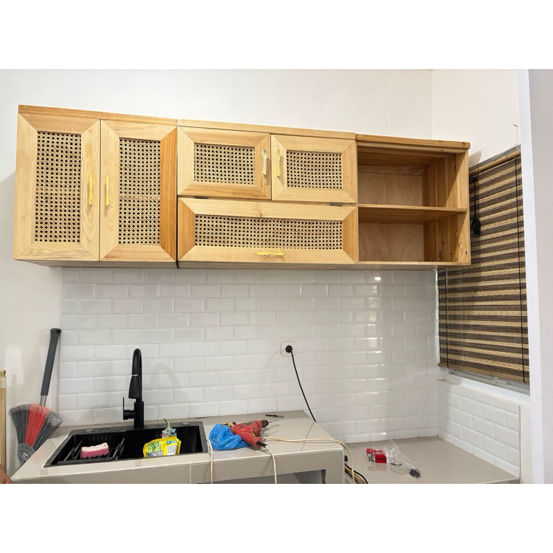 kitchen set kayu jati Belanda natural glossy