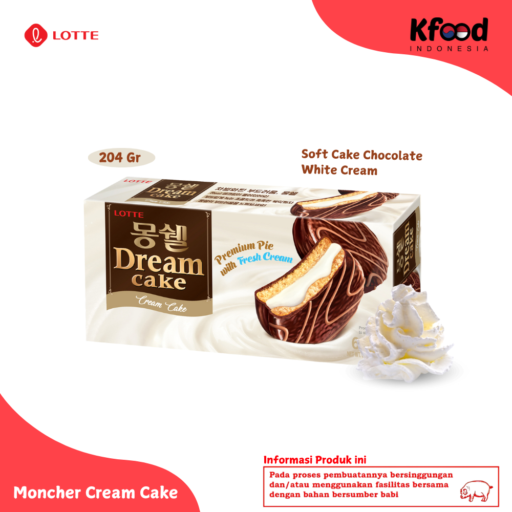 

Kfoodind - Lotte Moncher Cream Cake 204gr - Soft Cake Berbalut Krim Coklat