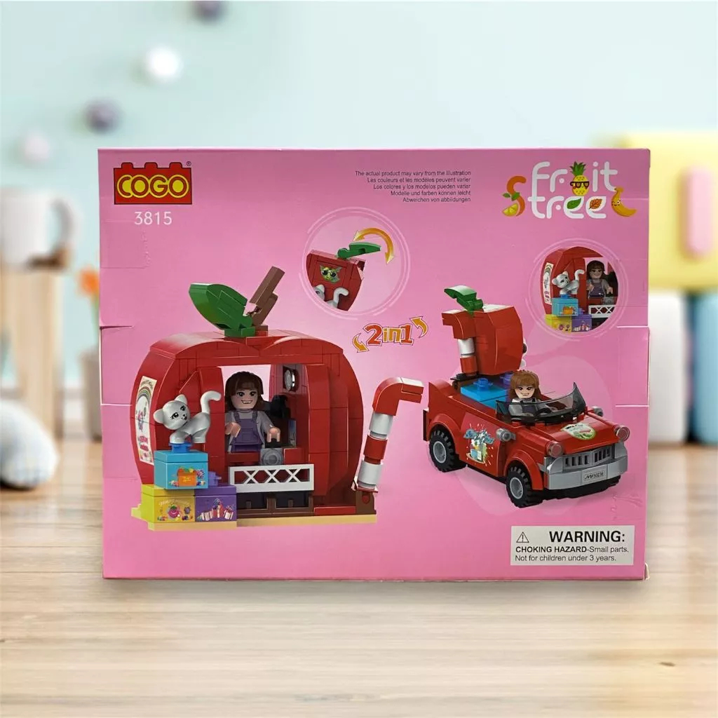 Cogo City Diy Fruit Store 2 In 1 Pull Back Car HW22000991 Building Blocks Educational BRICKS APPLE C