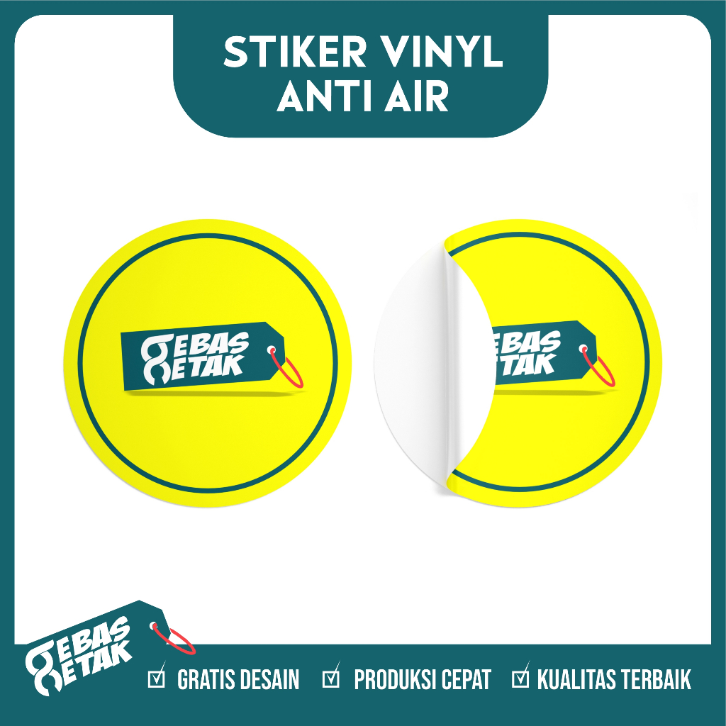 

CETAK STIKER VINYL BULAT ANTI AIR CUSTOM PRINT STICKER WATERPROOF KEMASAN LABEL MAKANAN MINUMAN