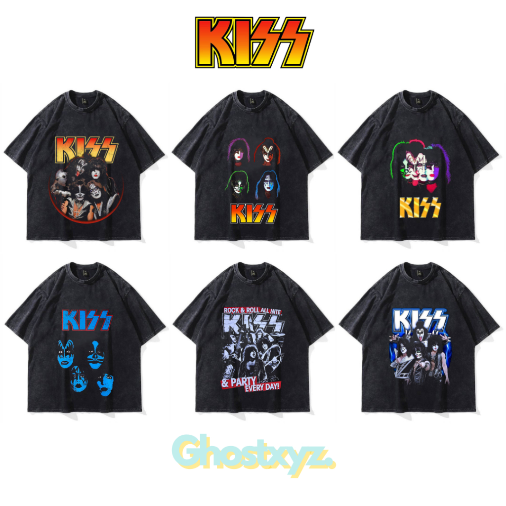 Ghostxyz T-Shirt Kiss Wash Oversize Vintage Tee Baju Kaos
