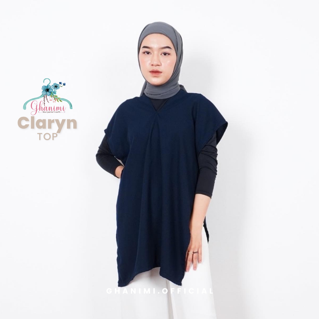 Ghanimi - Claryn Blouse / Blus Lengan Pendek / blus tanpa lengan / outer polos / outer kondangan